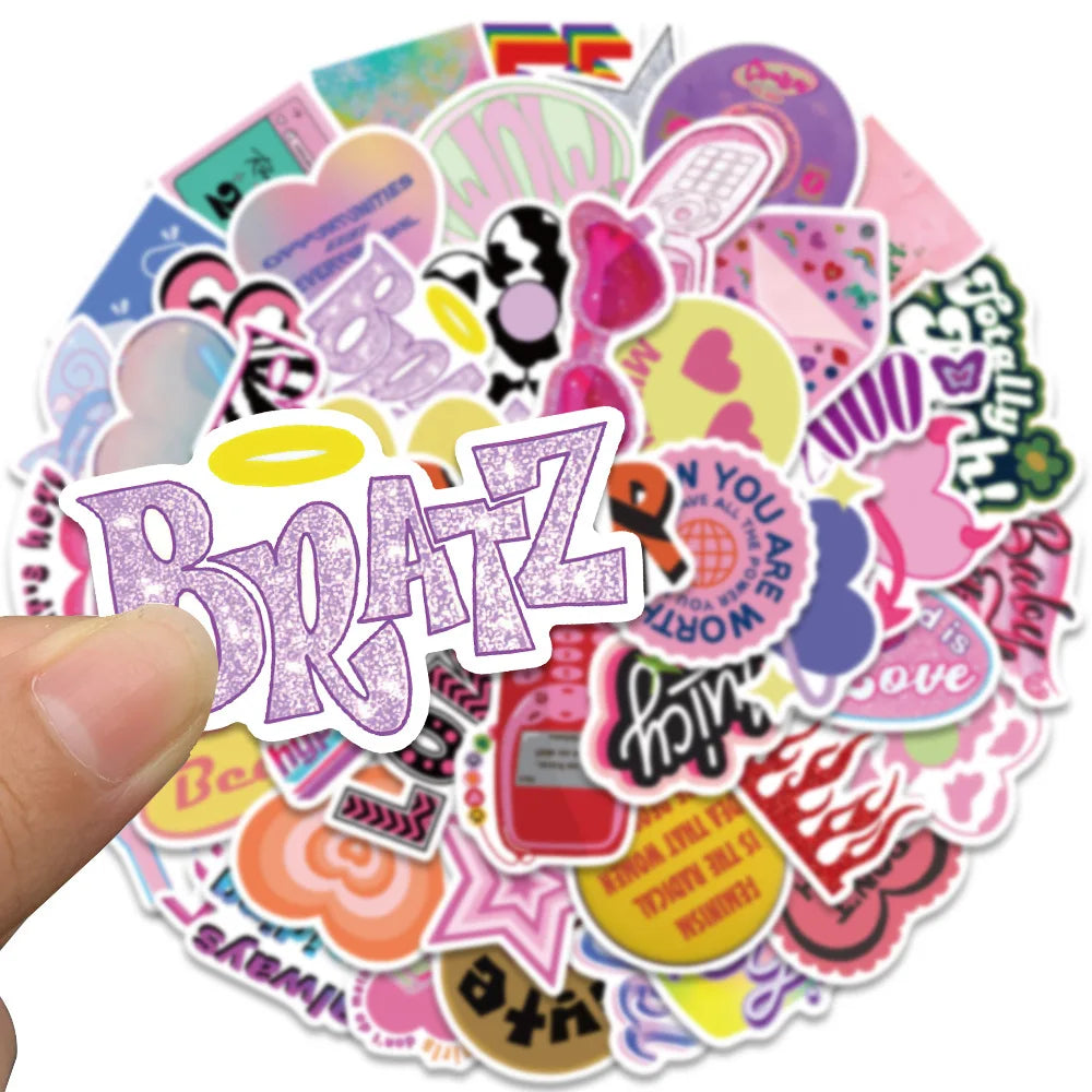 10/30/50PCS Ins Bratz Pink Girls Stickers Aesthetic DIY Phone Laptop Skateboard Notebook Suitcase Car Cute Cartoon Decal Sticker