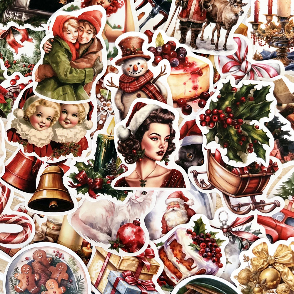 Retro Christmas Santa Stickers 10/50pcs for Luggage, Skateboard, Laptop, Guitar