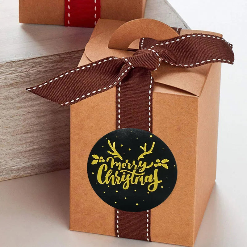 100-500pcs Merry Christmas Stickers Round Holidays Stickers For Xmas Thank You Greeting Cards Sealing Gift Decoration Stickers