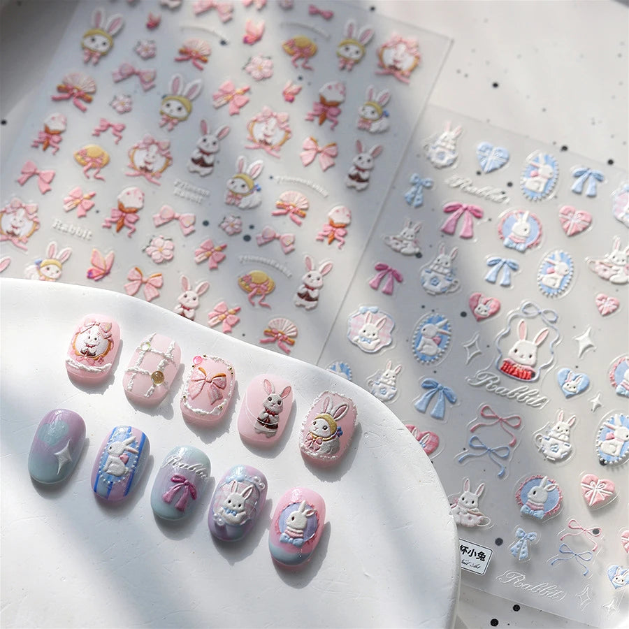 Rabbit Peach Blossom Nail Art Stickers Decals