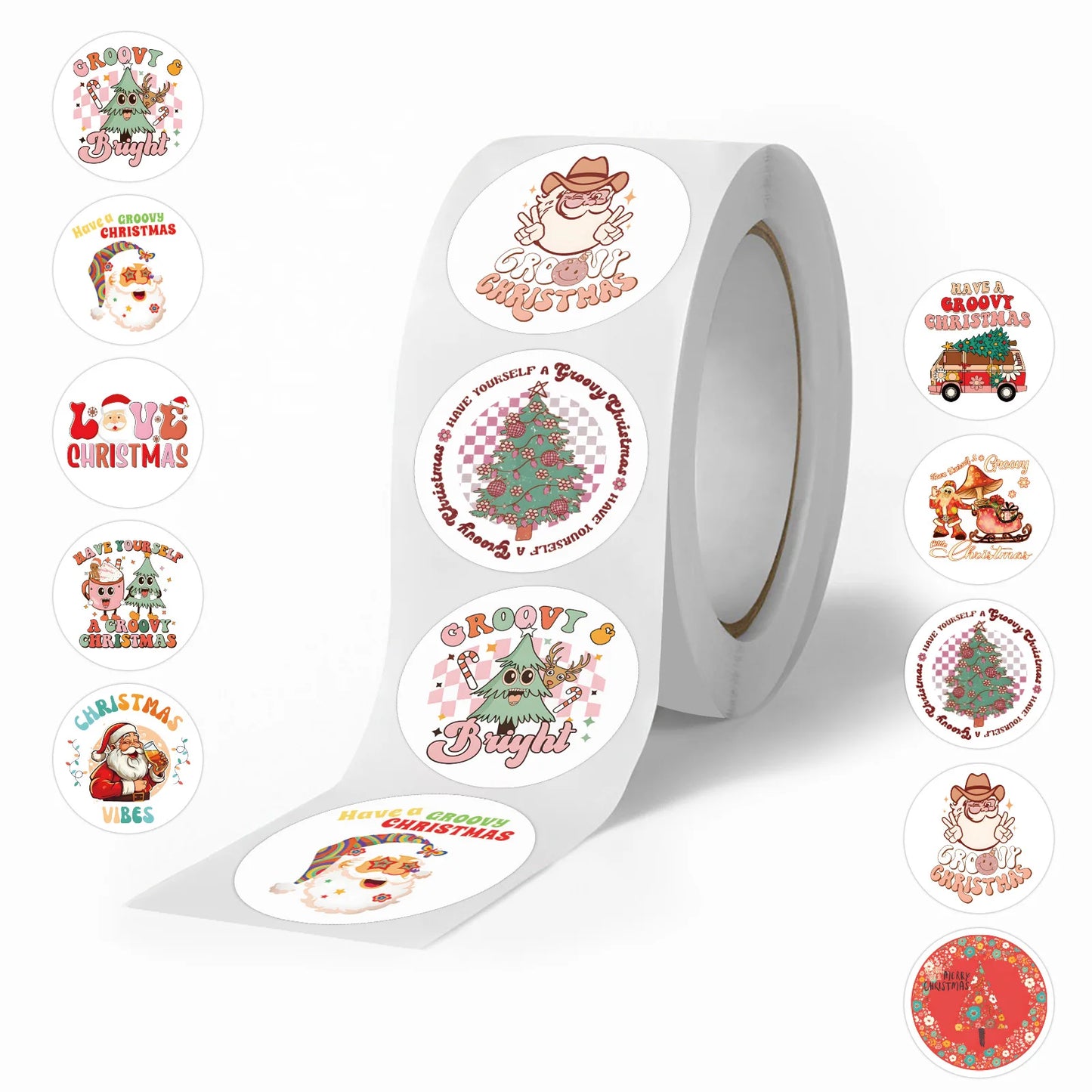 100-500pcs Merry Christmas Stickers Cristmas Xmas Party Seal Labels For DIY Gifts Baking Package Envelope Stationery Decor