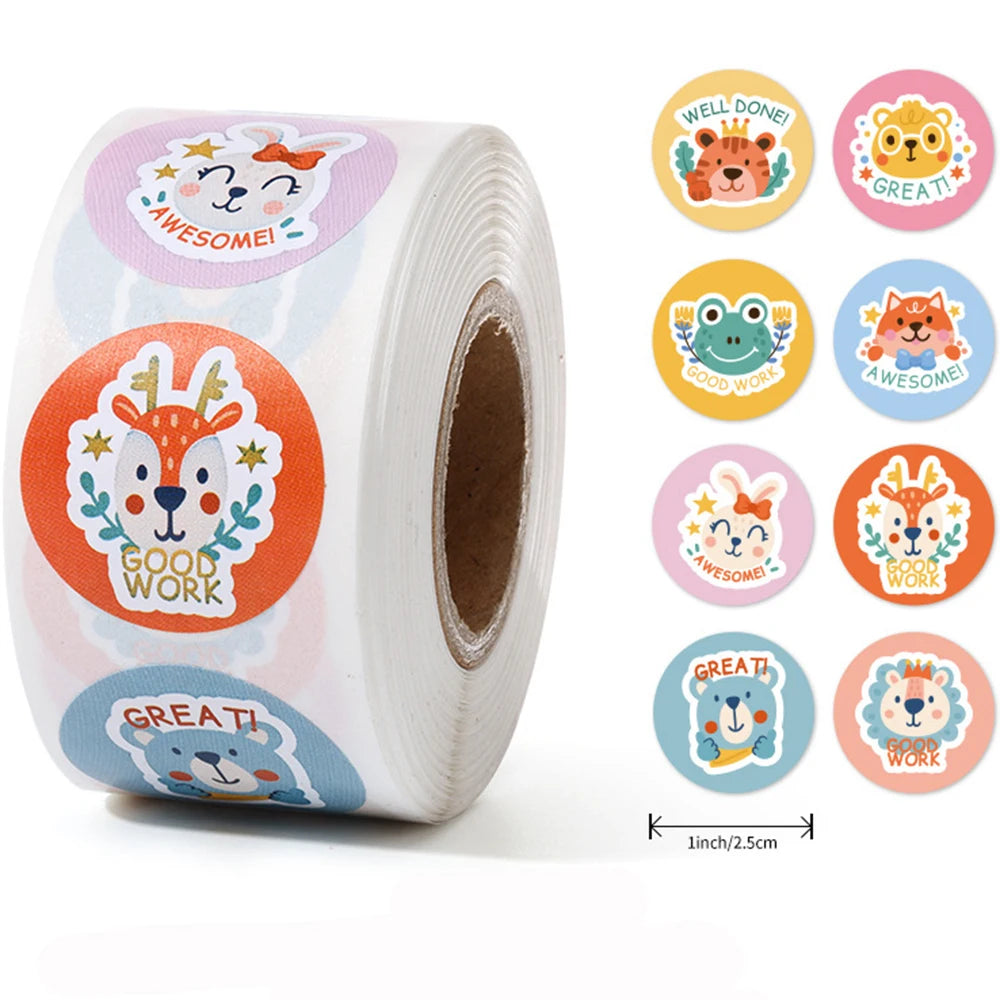 100-500pcs Teacher Reward Sticker Fun Motivation Animal Sticker For School Teacher Student Stationery Stickers