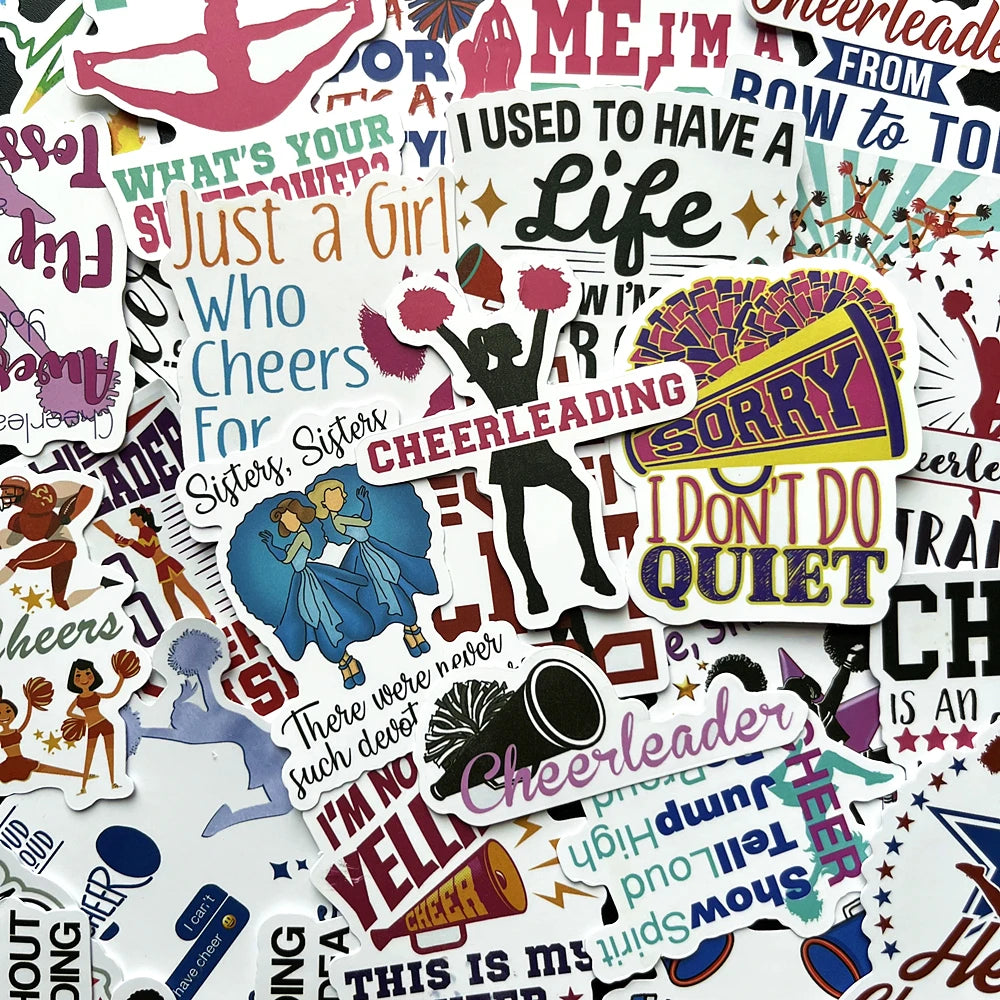 10/50Pcs Cheerleading Cartoon Stickers Waterproof Luggage Notebook Kids Toys