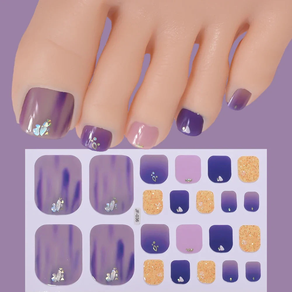 Glitter Pink Toe Nail Stickers - Daisy Design Decals