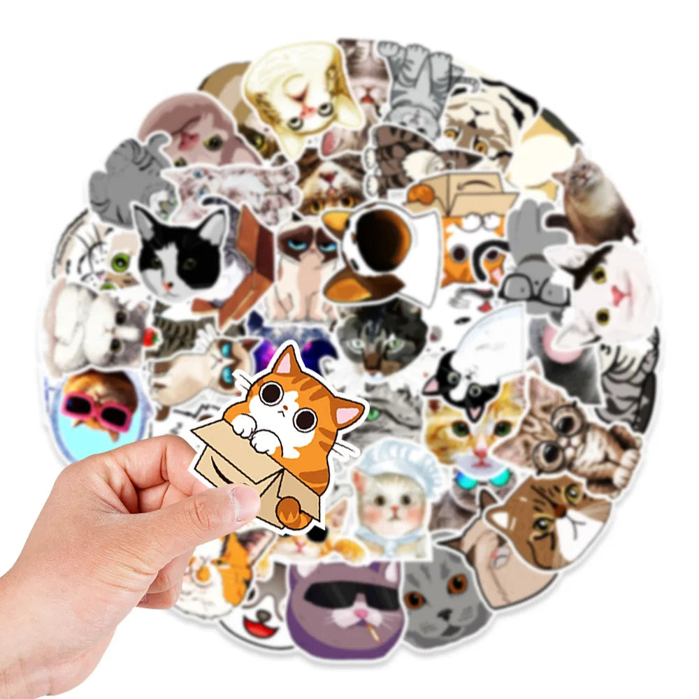 10/30/50PCS Kawaii Cats Cartoon Sticker Animal Cute Decals Toy For Kids DIY Suitcase Fridge Phone Scrapbook Stationary Fridge