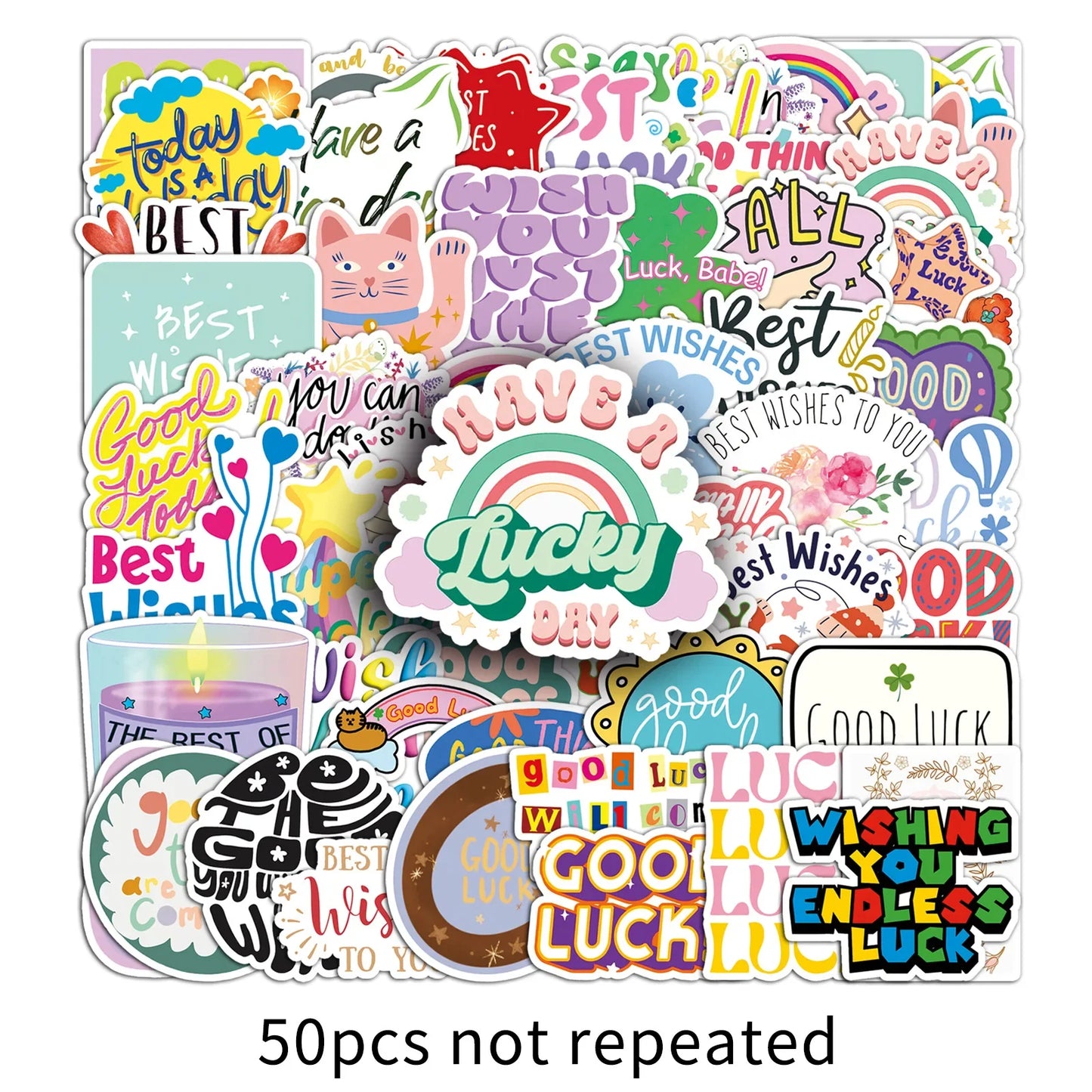 50Pcs Inspirational Quote Stickers for Helmet, Wall, Desktop Decoration