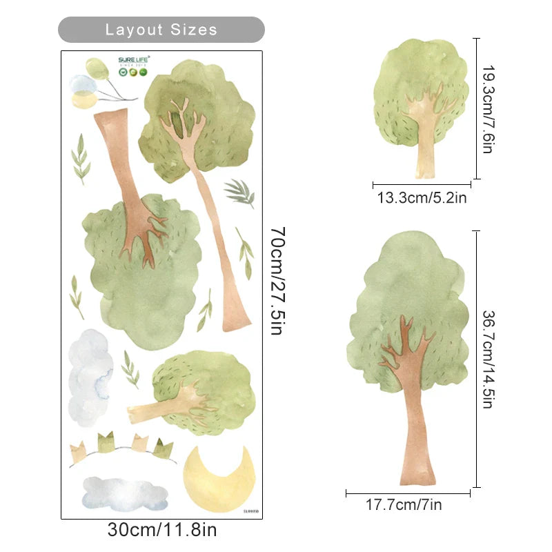 Cartoon Forest Animals Wall Decal Fox Self-adhesive Sticker for Baby Room