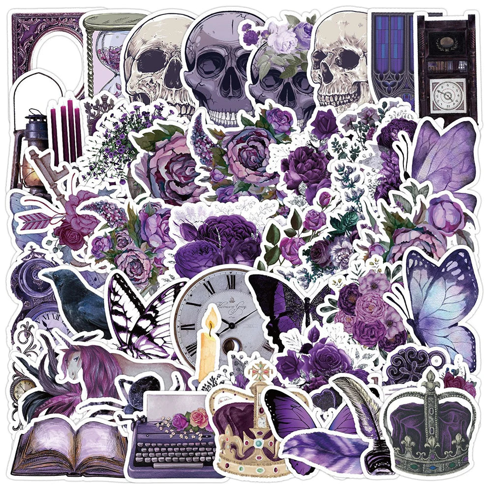 Gothic Skull Flower Stickers Waterproof Laptop Skateboard Car Phone Decor 10/30/50pcs