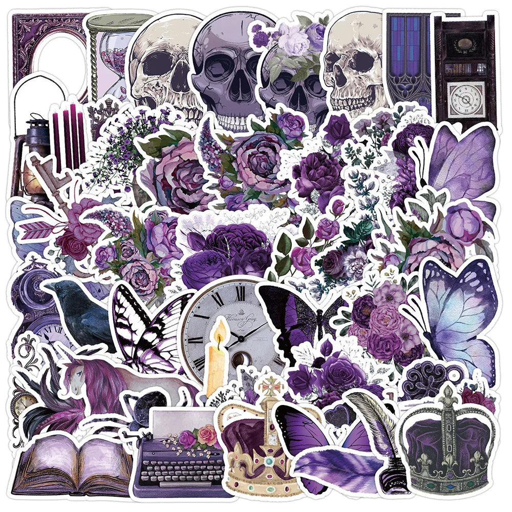 Gothic Skull Flower Stickers Waterproof Laptop Skateboard Car Phone Decor 10/30/50pcs