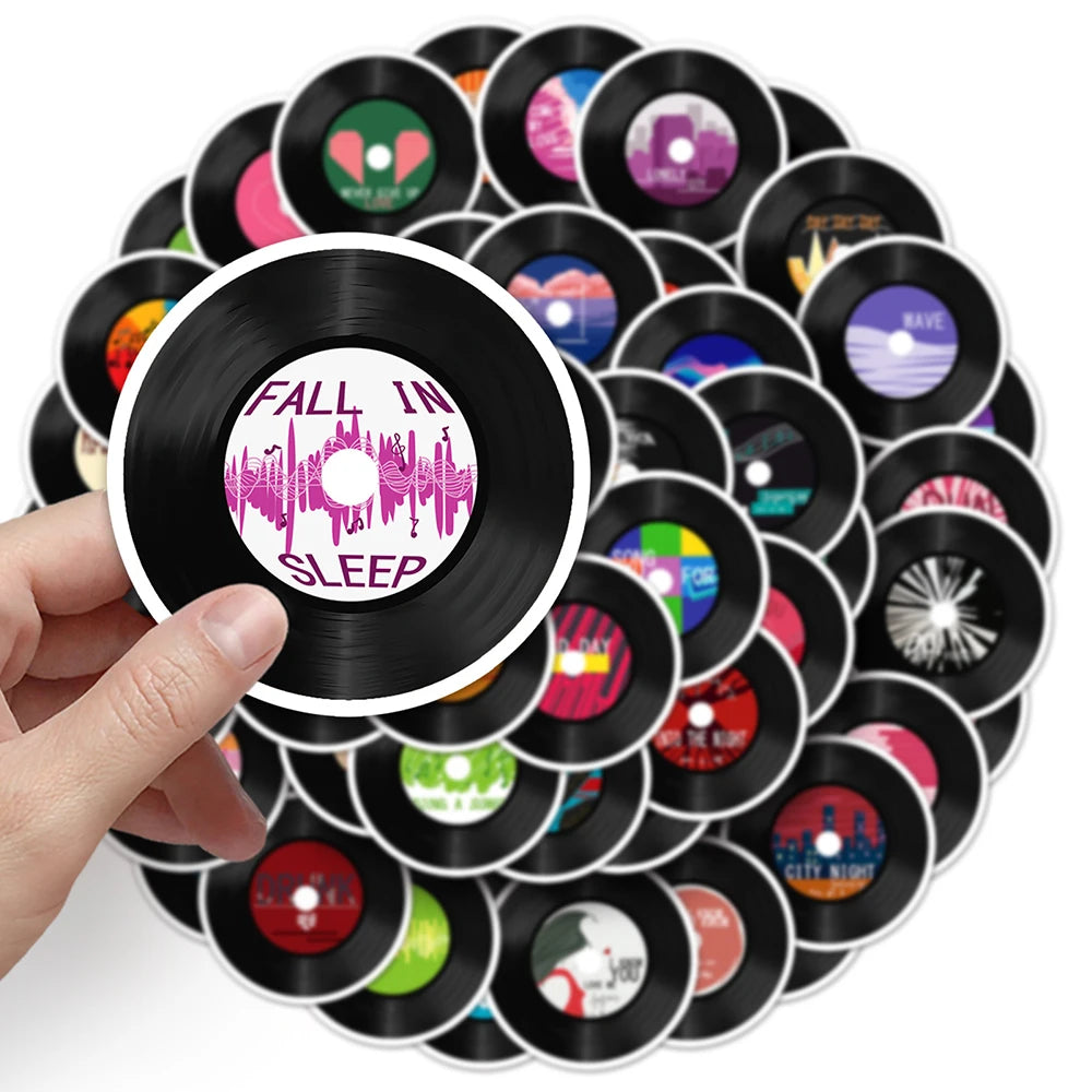 10/30/50pcs Cool Music Record Band Stickers Waterproof Cartoon Decals Laptop Notebook Motorcycle Car Decoration Sticker Kids Toy