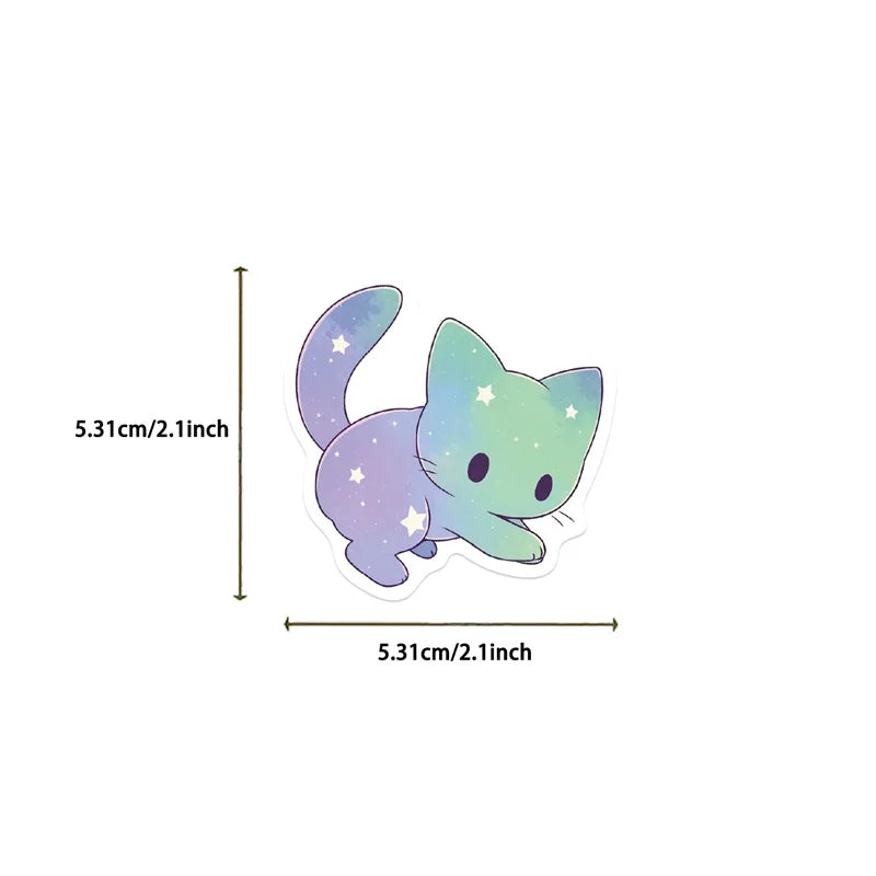 10/30/50PCS Cute Starry Sky Cat and Sealife Sticker Packs