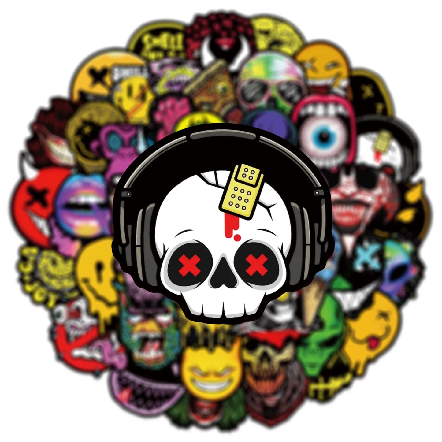 50Pcs Cool Horror Skull Stickers Waterproof for Phone Skateboard Guitar Laptop Car Motorcycle Helmet Decals Graffiti Toys