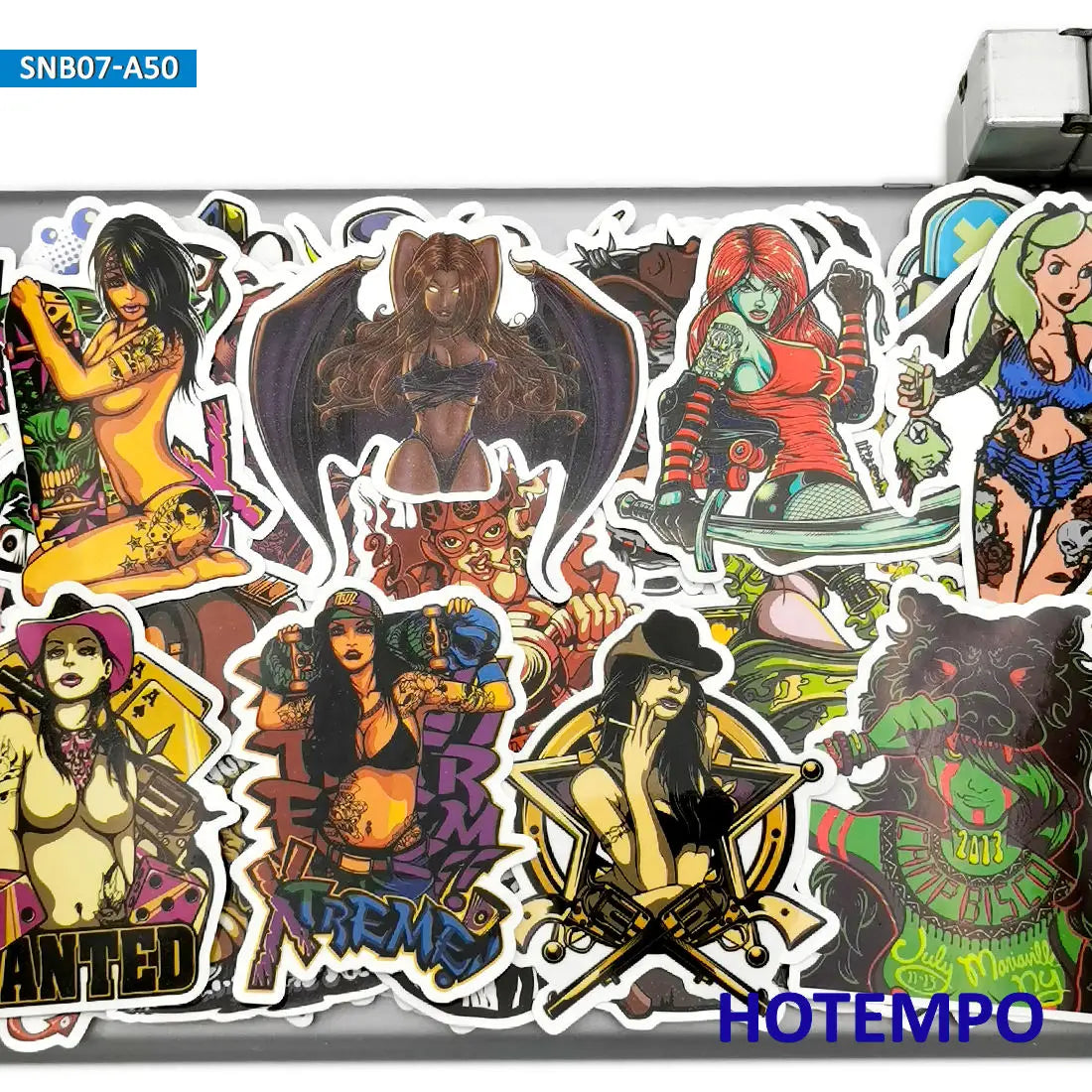 50Pieces Retro Skeleton Motorcycle Rider Decals Skull Monster Demon Funny Stickers for Bike Skateboard Phone Laptop Car Sticker