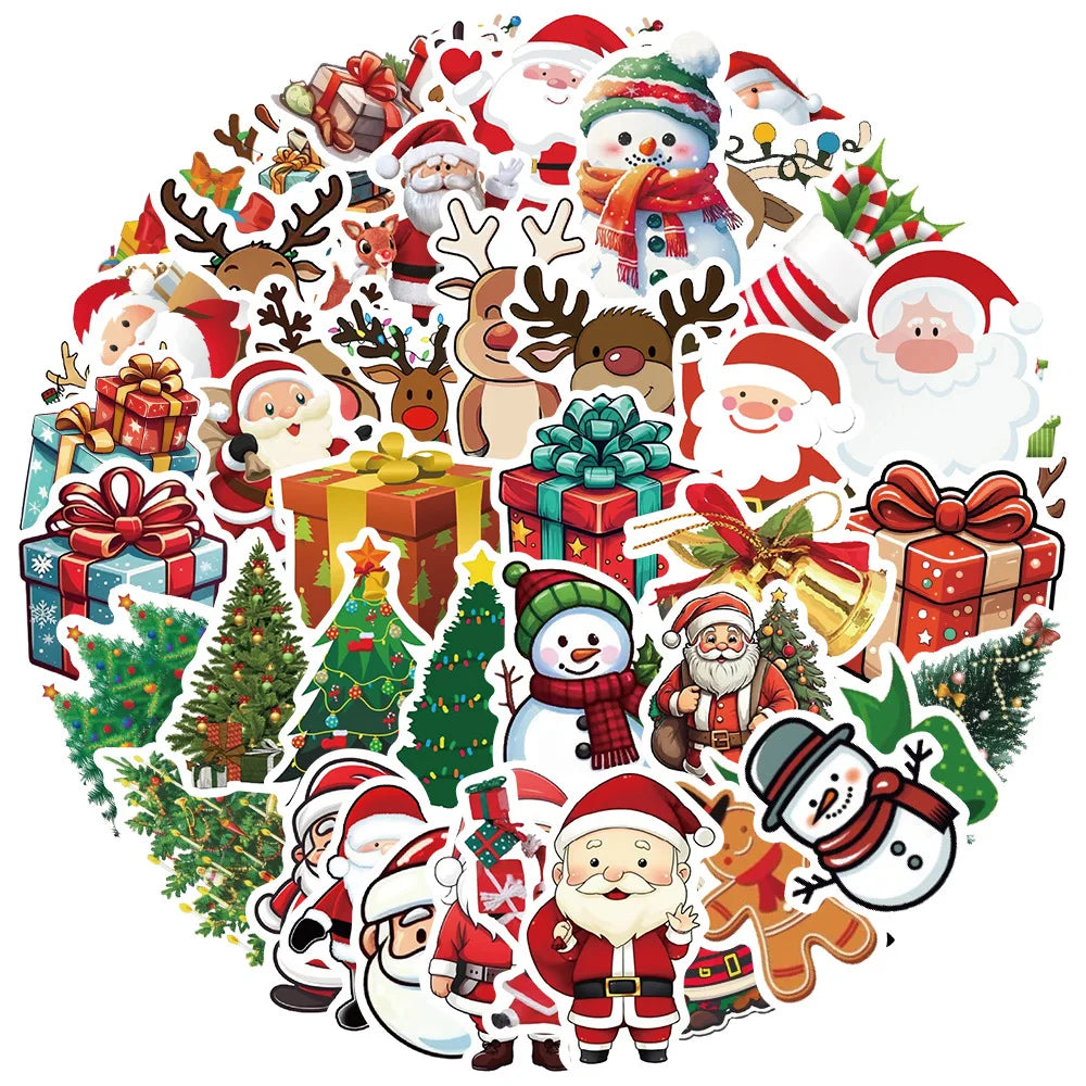 Christmas Cartoon Stickers for Suitcase, Skateboard, Laptop, Phone - 10/30/50pcs
