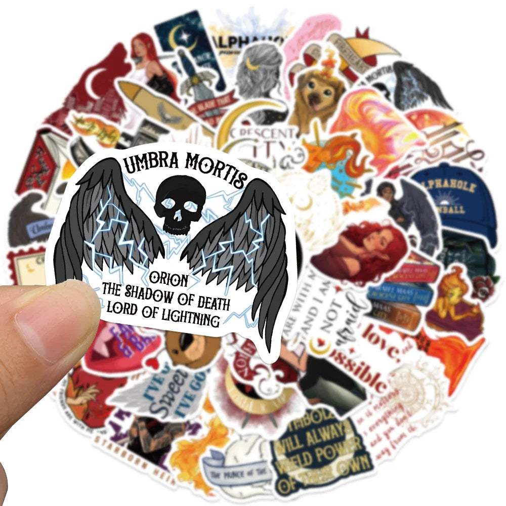 50pcs Retro Cartoon Aesthetic Crescent City Stickers For Laptop Luggage Guitar Phone Diary Waterproof Graffiti Vinyl Decals