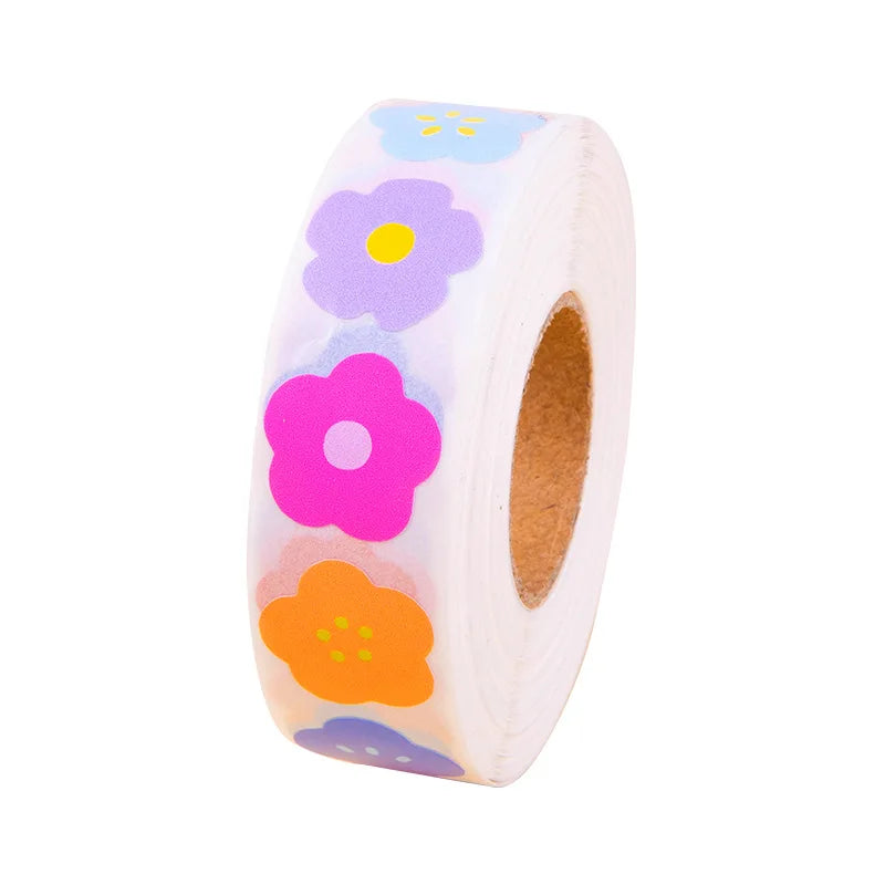 1000pcs/roll Colorful Flower Reward Sticker 15mm Cartoon Teacher Reward Stickers Scrapbooking for Kids Classroom Homework Tests