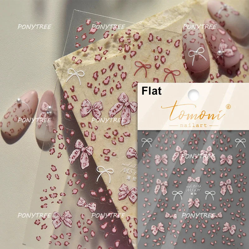 5D Bowknot Lace Nail Art Stickers - Self Adhesive Decals