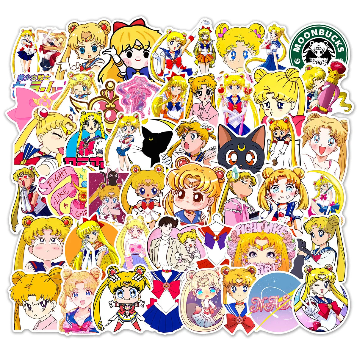 50pcs Sailor Moon Stickers Waterproof Cartoon for Kids Luggage Phone Case