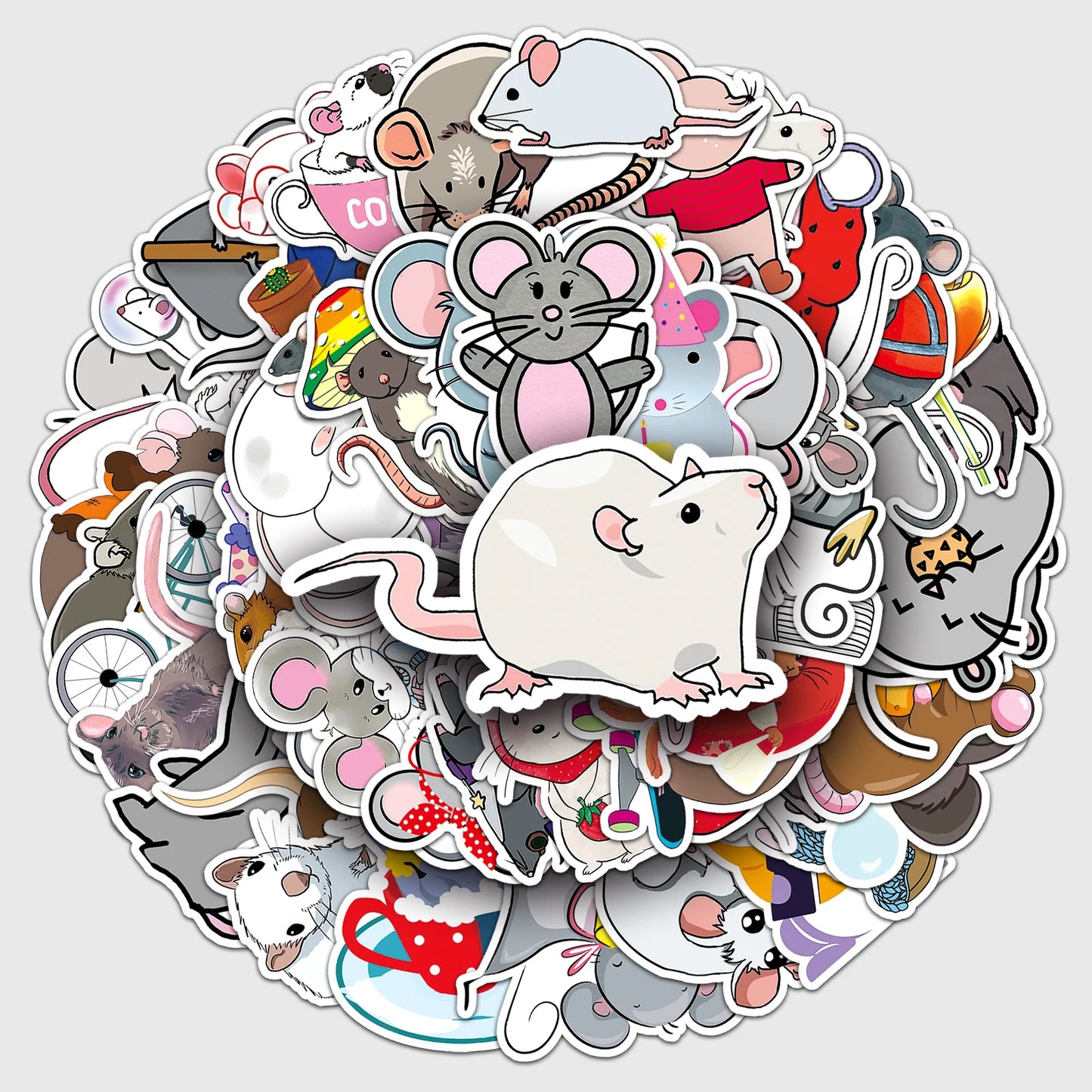 50Pcs Rat Cartoon Waterproof Vinyl Stickers for Skateboard Snowboard Decal
