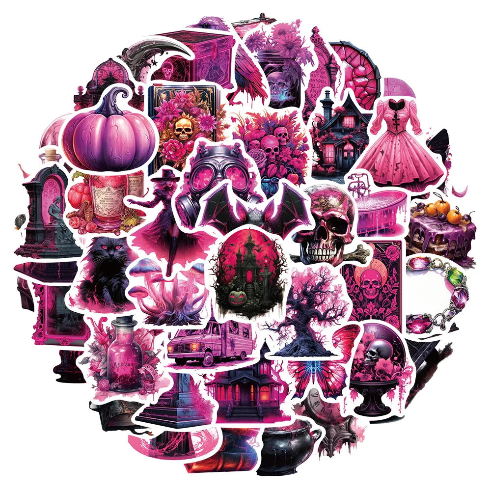 10/30/50PCS Horror Dark Purple Stickers Cool Graffiti Toys Waterproof Skateboard Phone Bike Skateboard Laptop Helmet Decals Gift