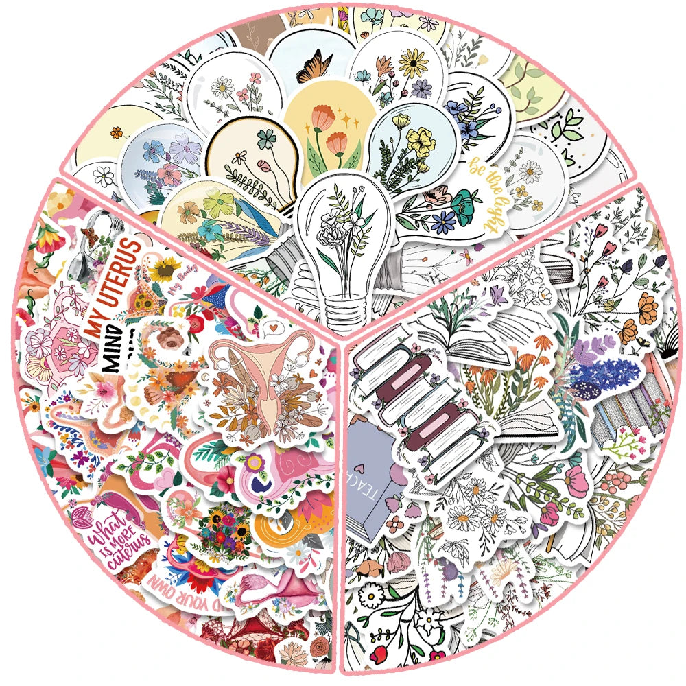 50PCS Cartoon Uterus Stickers Waterproof Decals for Luggage Guitar Car Laptop