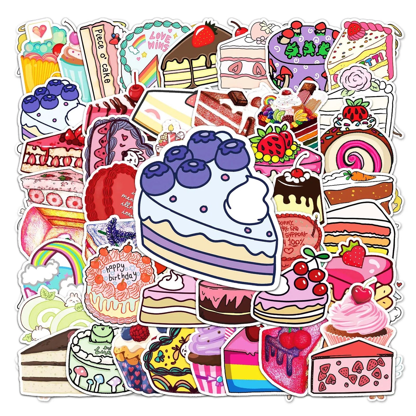 50Pcs Cartoon Cake Waterproof Vinyl Stickers for Skateboard Snowboard