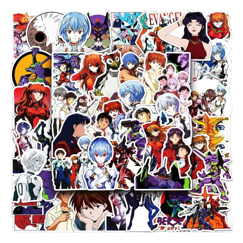 50PCS Neon Genesis Evangelion Stickers for Luggage, Water Bottles, Phones, Cars, Scooters, Laptops
