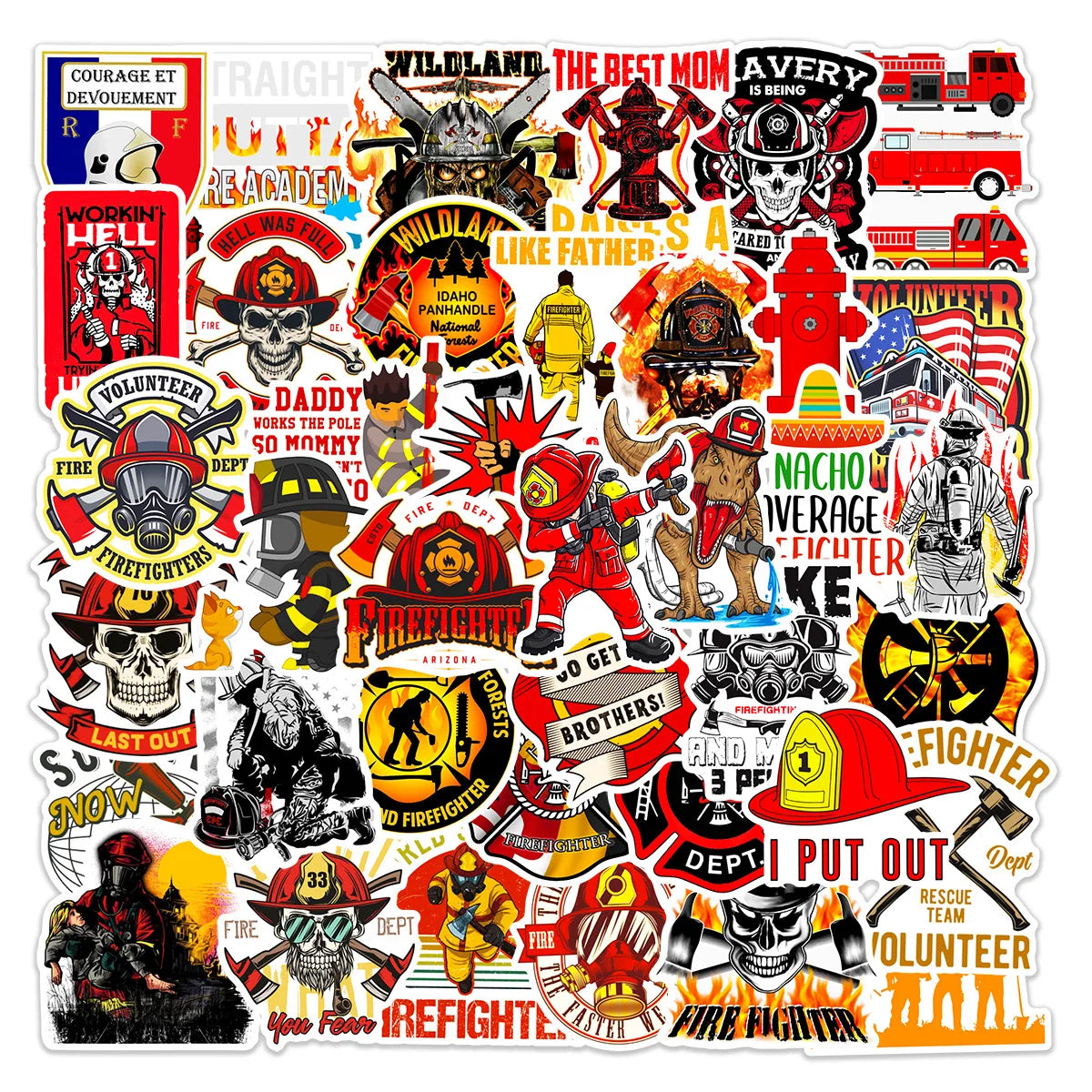 Firefighter Graffiti Stickers Decals for Laptop, Phone, Fridge, Luggage, Water Bottle, Skateboard, Helmet