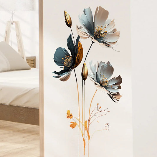 Watercolor Yumeiren Flower Wall Stickers for Bedroom Living Room Decor