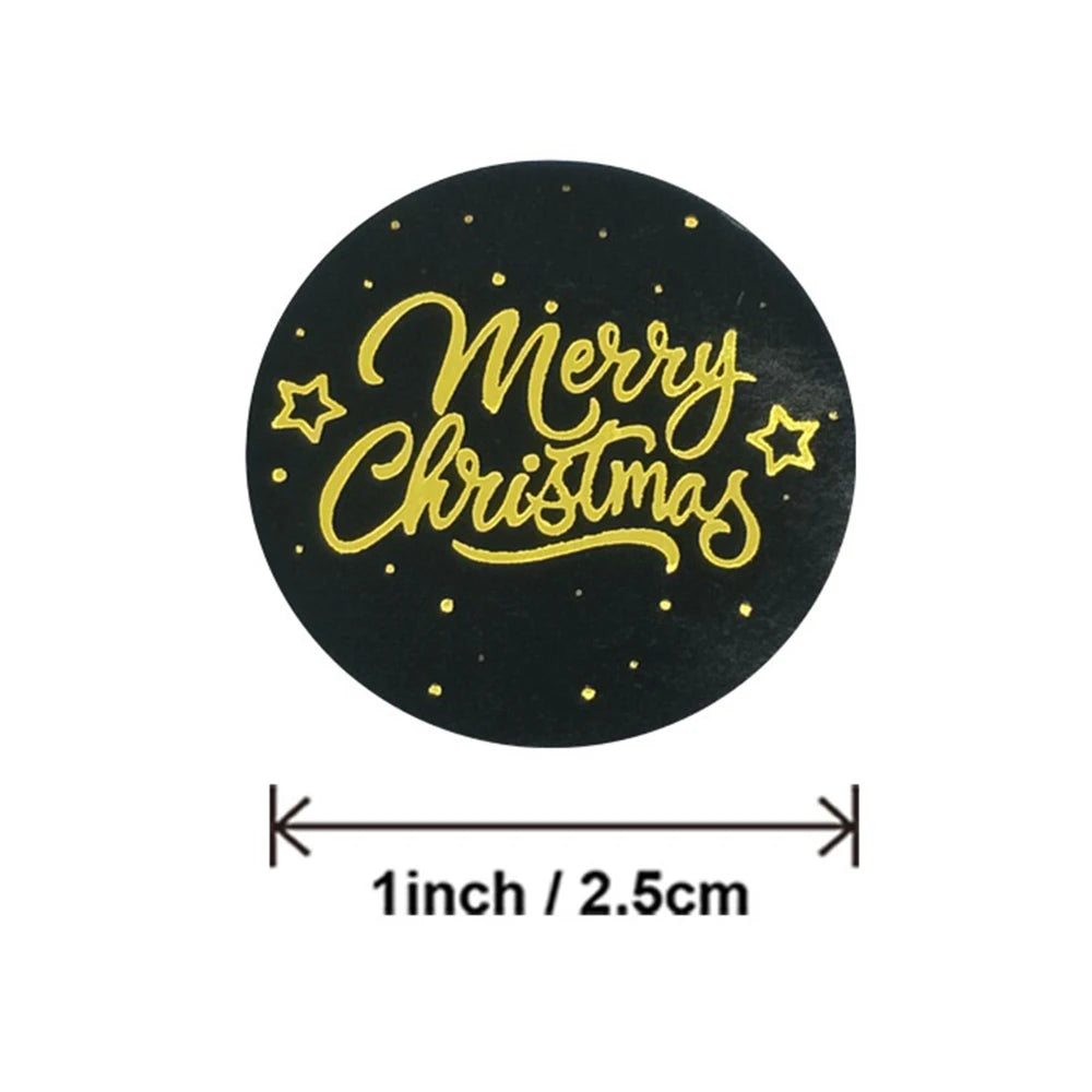 100-500pcs Merry Christmas Stickers Round Holidays Stickers For Xmas Thank You Greeting Cards Sealing Gift Decoration Stickers
