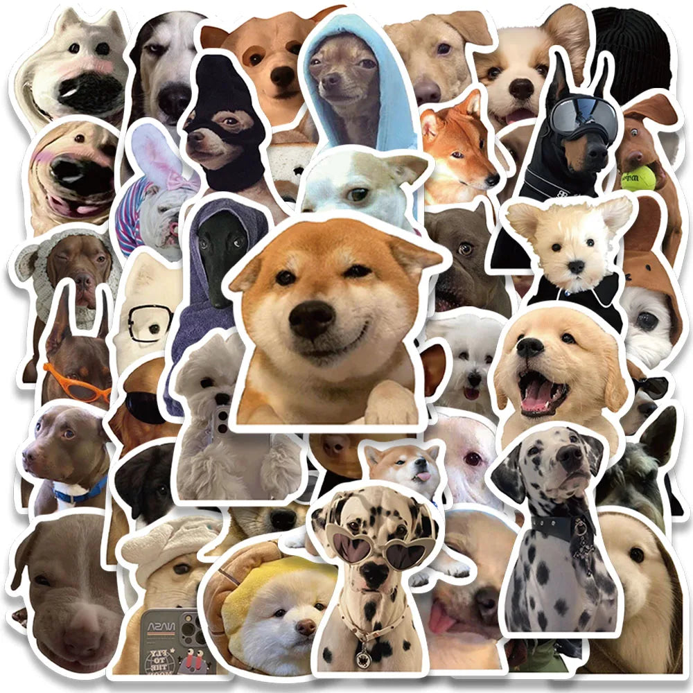 50pcs Funny Meme Dogs Stickers Water Bottle Pet Puppy Stickers Laptop Luggage Notebook Skateboard Waterproof Vinyl Car Decals