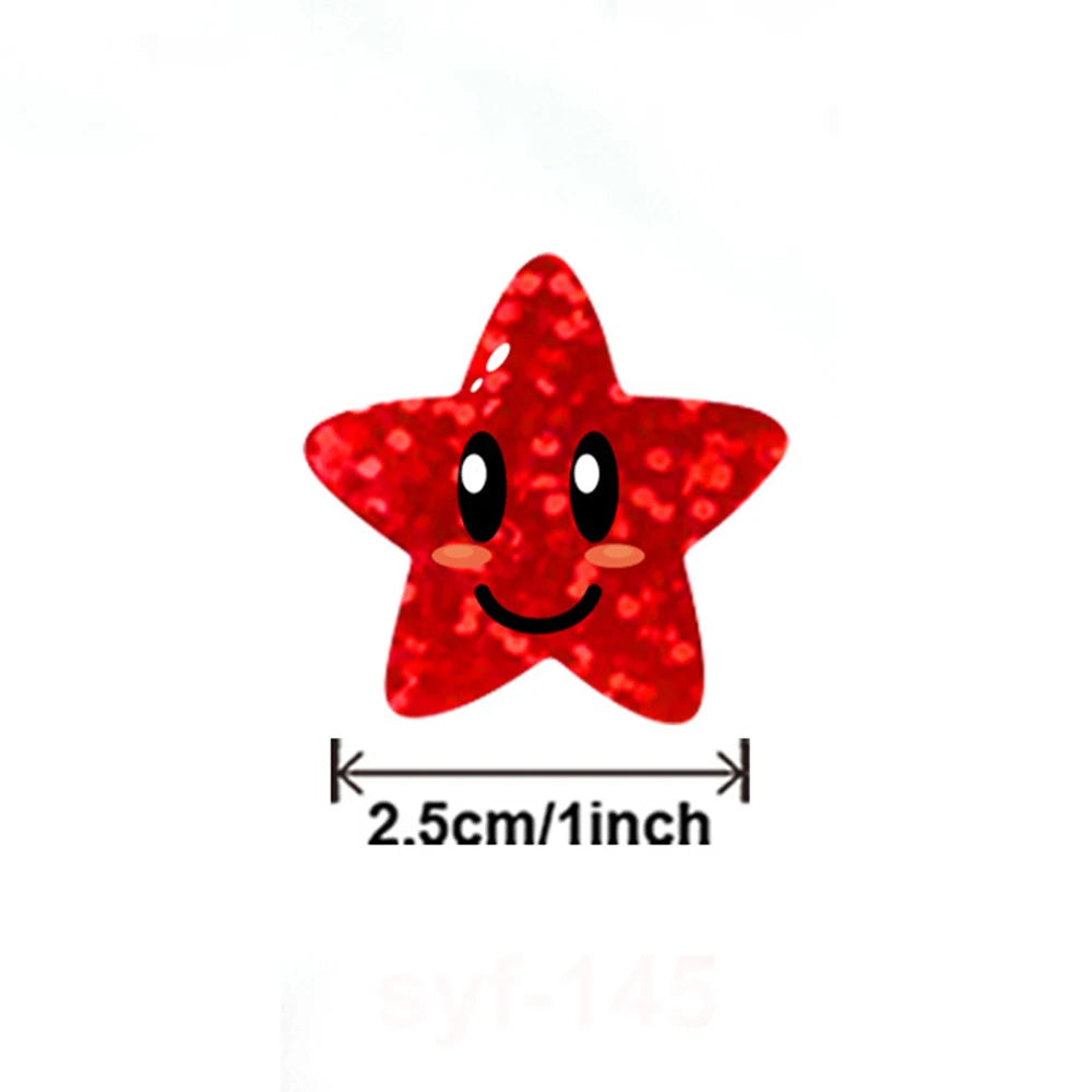 100-500pcs Glitter Star Stickers for Kids School Teacher Reward Sticker Party Decor Small Business Label Scrapbooking Stickers