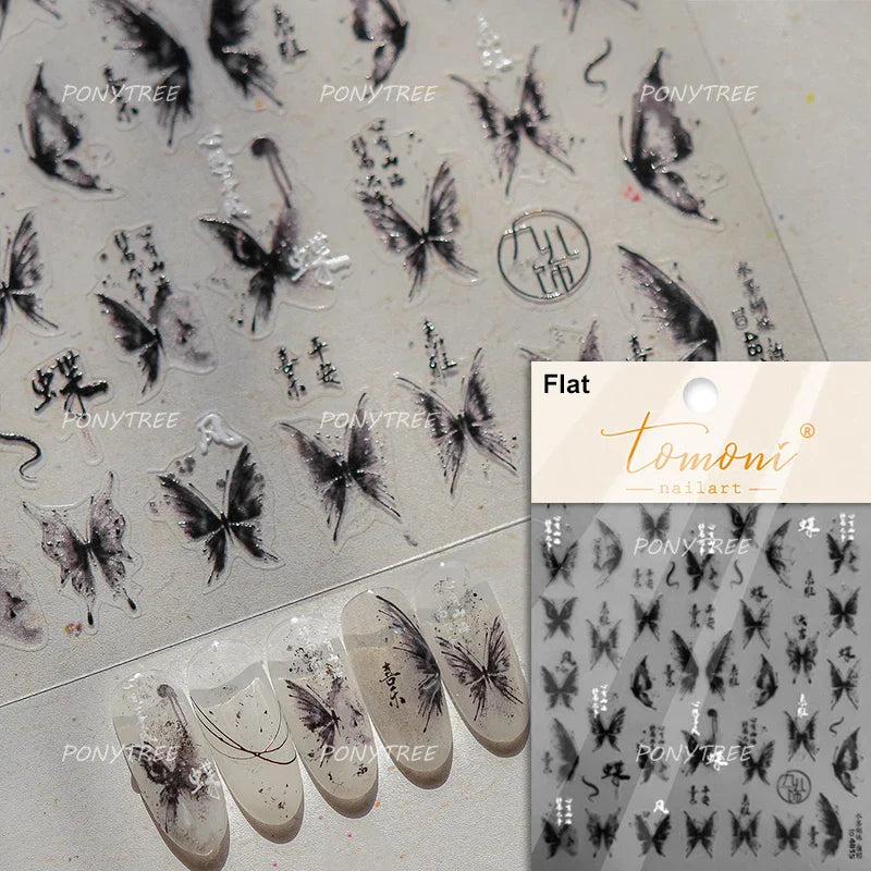 3D Floral Butterfly Nail Art Stickers 5D Relief Decals
