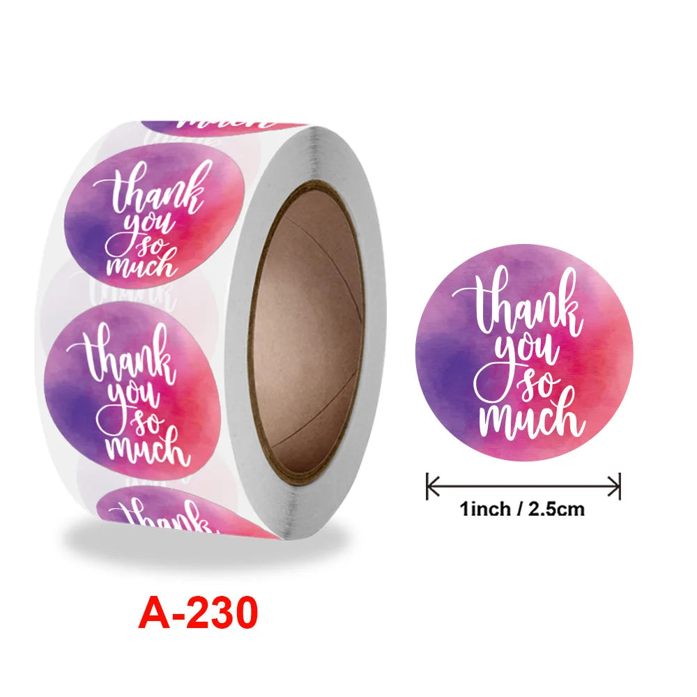 50-500pcThank-You Powder Sealed Sticker Holiday Party Decoration Label Stationery Sticker for Shop Business Package Gift Sticker