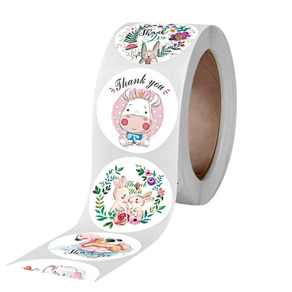 100-500pcs Round Cartoon Animal stickers for kids Teacher Reward Encourage Sticker Office Stationery for children 1inch