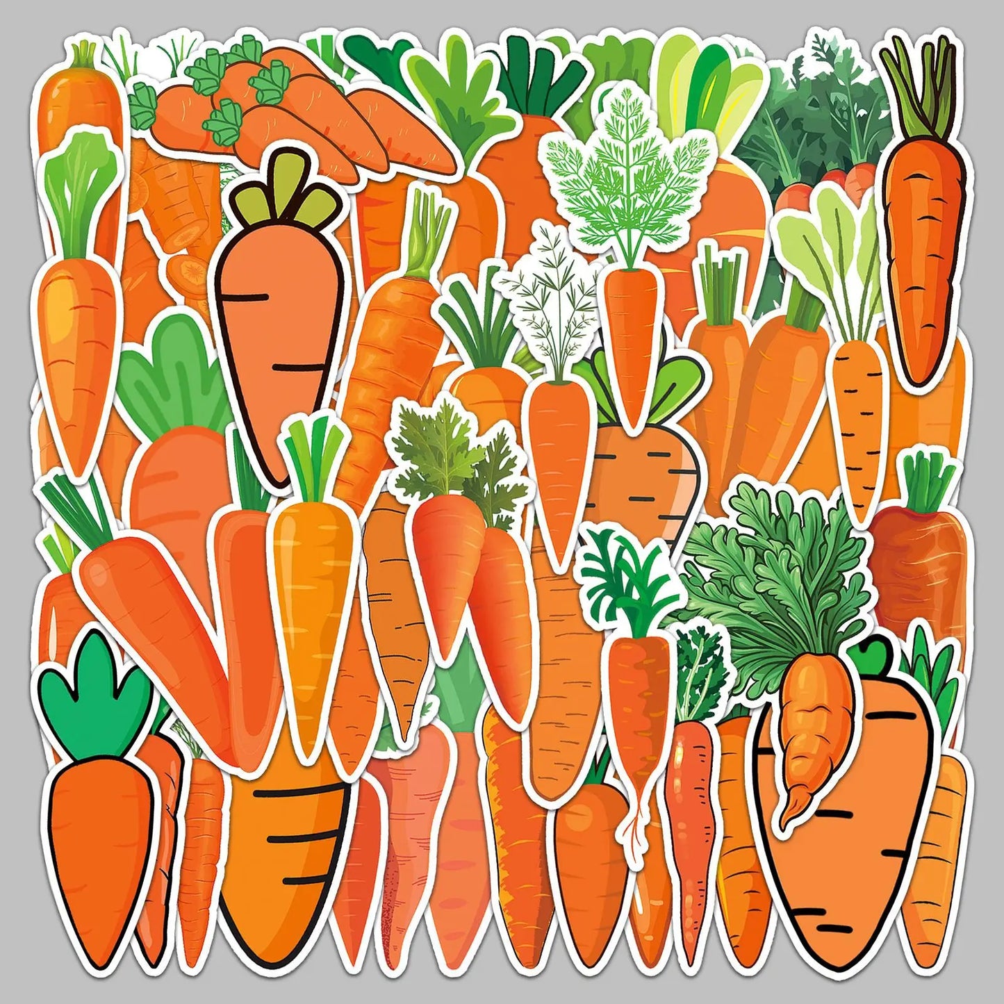 50pcs Cute Carrot Graffiti Stickers for Helmet, Wall, DIY Decoration