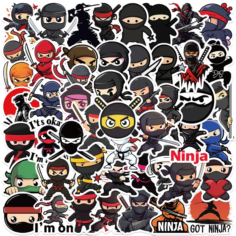 50pcs Funny Cute Cartoon Anime Ninja Stickers For Laptop Water Bottle Luggage Notebook Phone Waterproof Graffiti Vinyl Decals