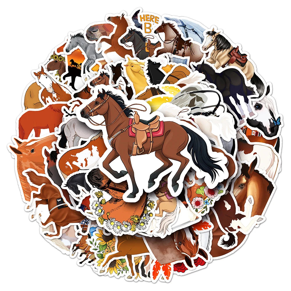 10/30/50PCS Cartoon Horse Stickers Cool Animals Graffiti Decals DIY Laptop Motorcycle Bicycle Helmet Suitcase Wall Sticker Toys