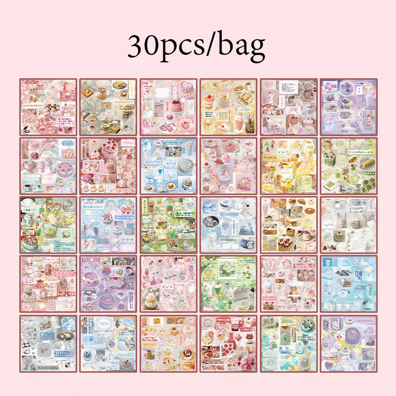 Mr. Paper 30Pcs Japanese Food Sticker Book DIY Scrapbook Photo Frame Phone Case