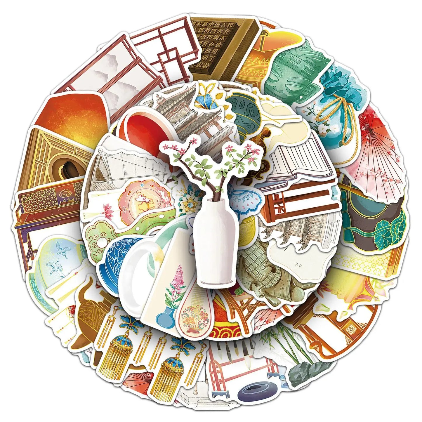 Chinese Style Stickers Retro Cartoon Graffiti DIY Scrapbook Fridge Luggage Laptop Phone Guitar Bike Decals 10/30/50PCS