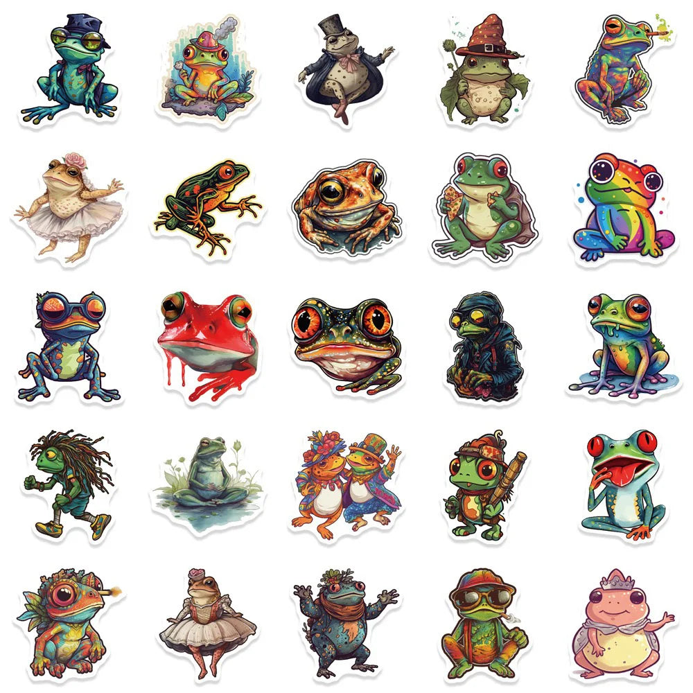 10/30/51PCS Colorful Psychedelic Frog Cartoon Stickers DIY Laptop Luggage Skateboard Graffiti Decals Fun for Kid Toys Gift