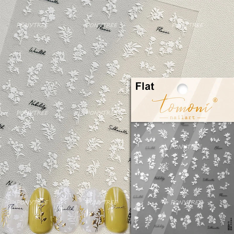 Silver Magnolia Lotus Nail Art Stickers Decals