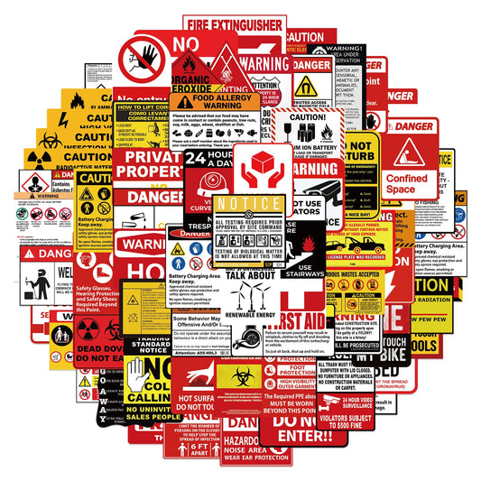 Warning Sign Stickers 10/30/75PCS Graffiti Decals DIY Laptop Phone Car Wall Door