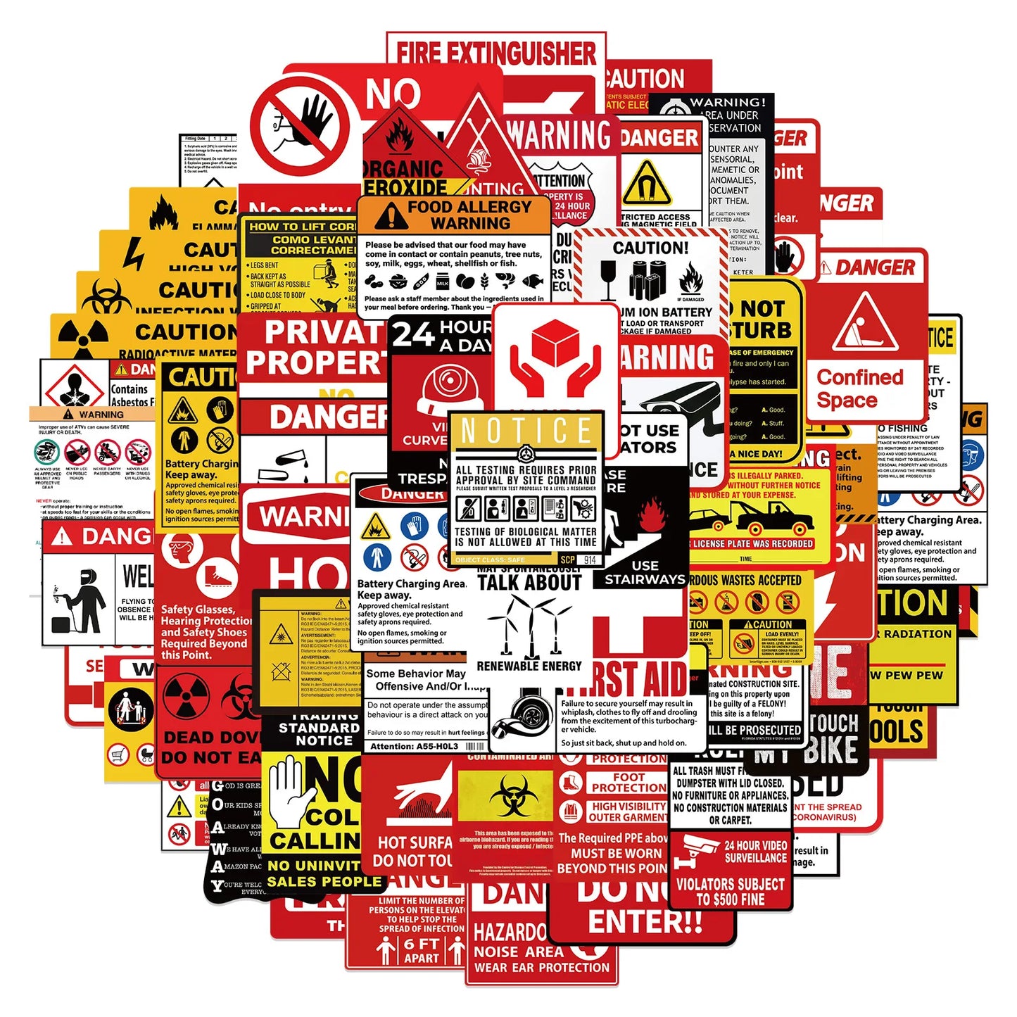 Warning Sign Stickers 10/30/75PCS Graffiti Decals DIY Laptop Phone Car Wall Door