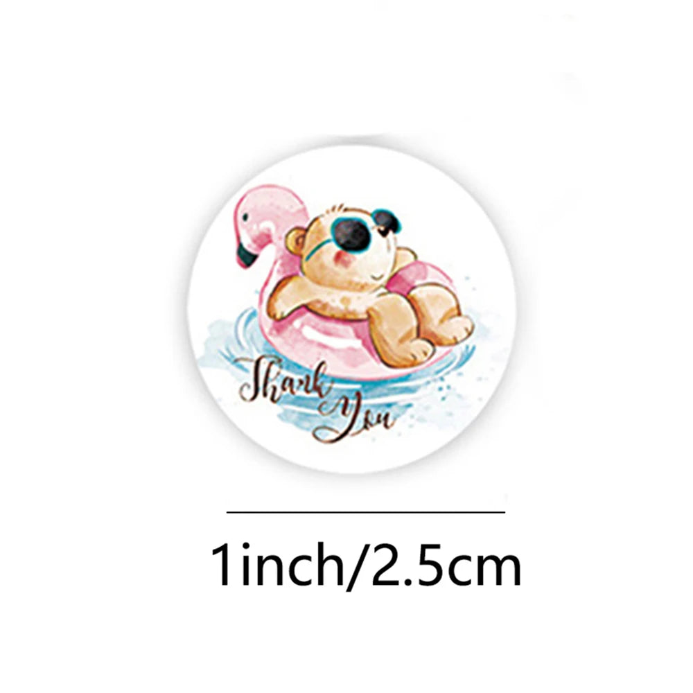 100-500pcs Round Cartoon Animal stickers for kids Teacher Reward Encourage Sticker Office Stationery for children 1inch