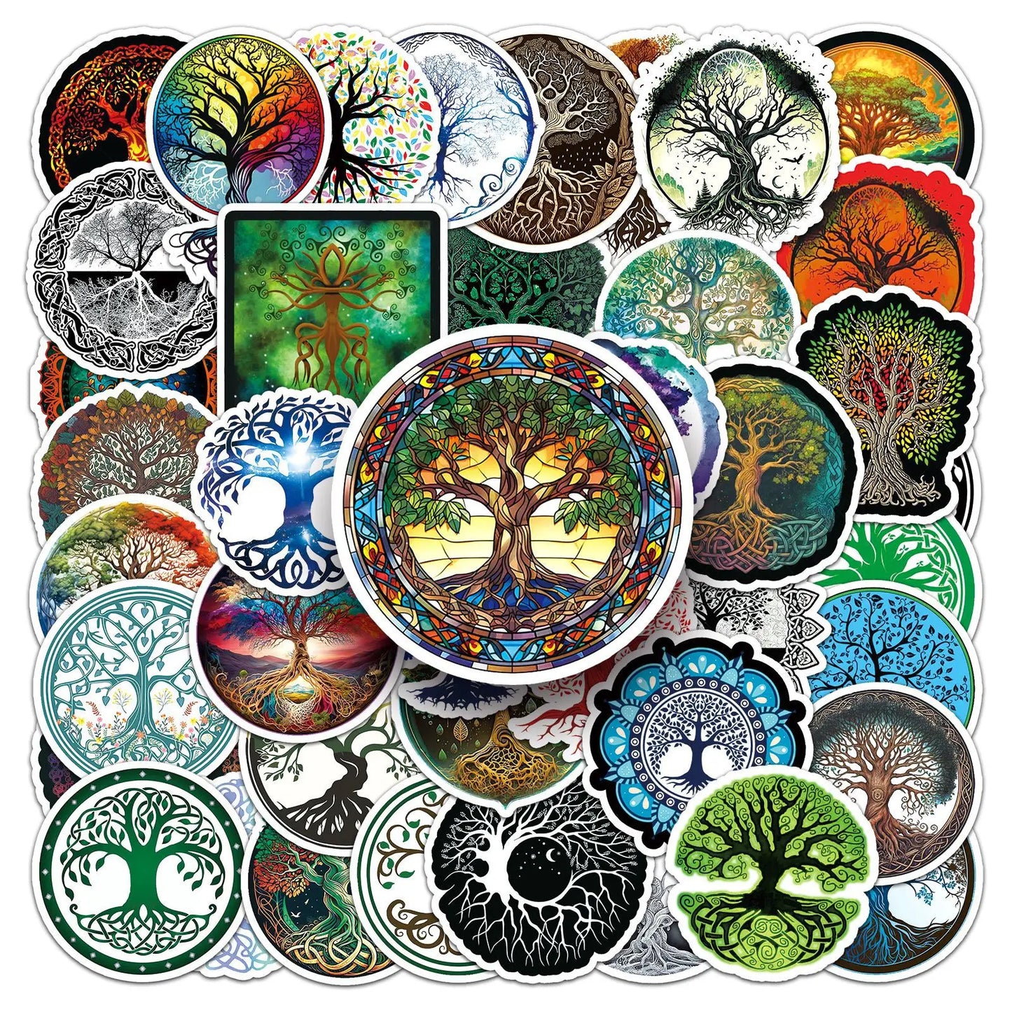 50/100Pcs INS Novelty Cute Kawaii Life Tree Series Stickers PVC Waterproof Stickers Decals For Kids Boys Girls Toys Gifts