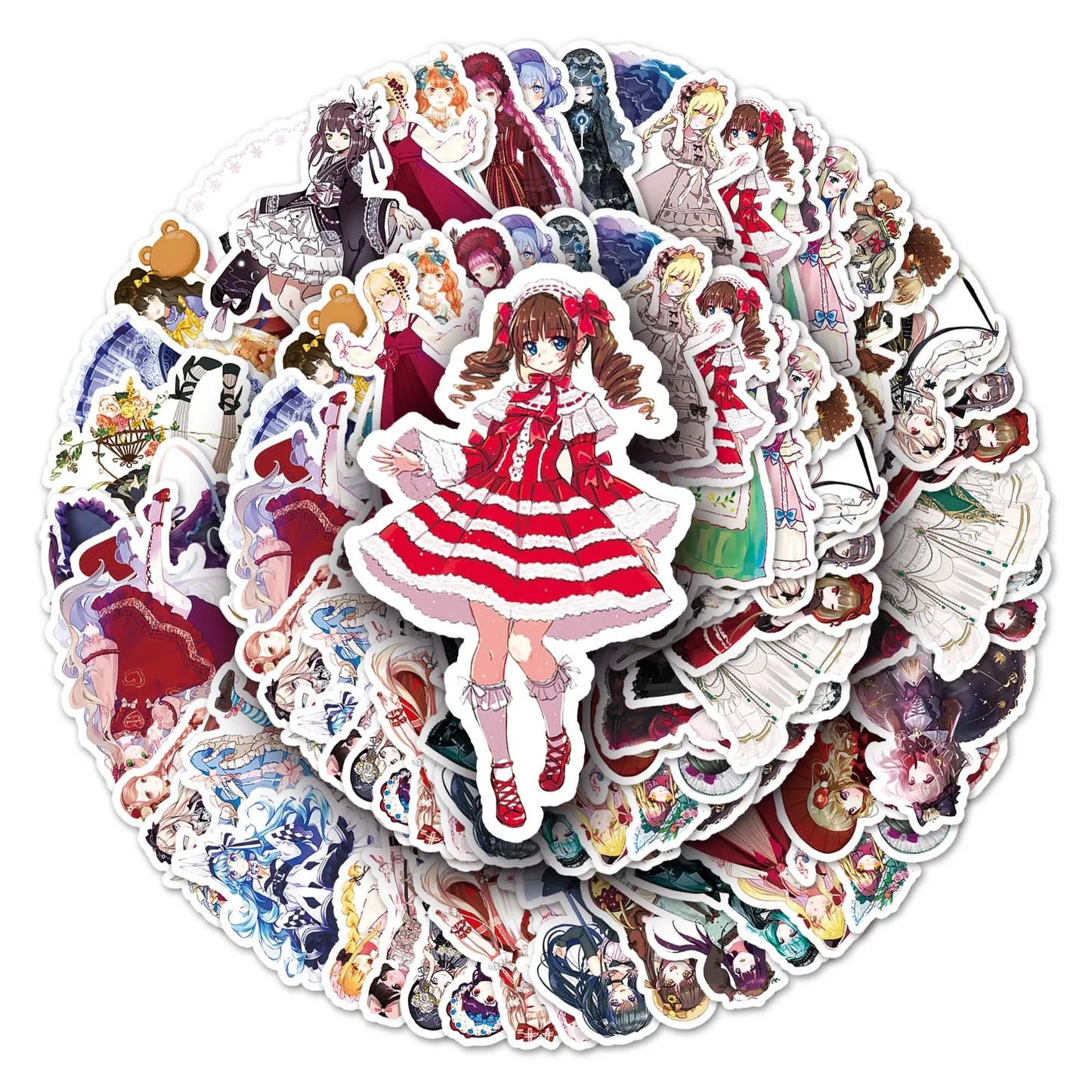 50Pcs Cute Girl Cartoon Waterproof Vinyl Stickers for Skateboard Snowboard
