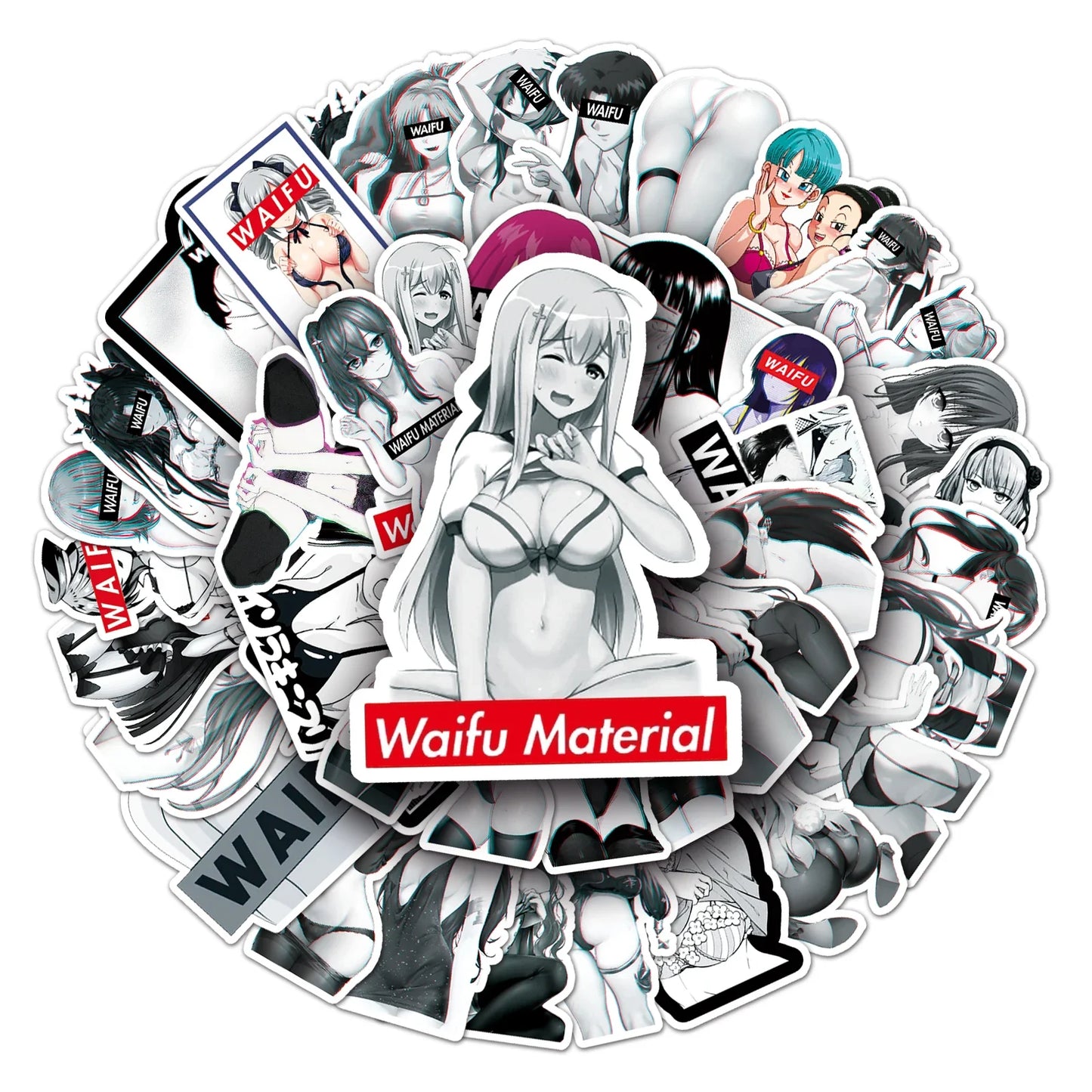 50Pcs Cute Cartoon Girls Waterproof Vinyl Stickers for Skateboard Snowboard Decals