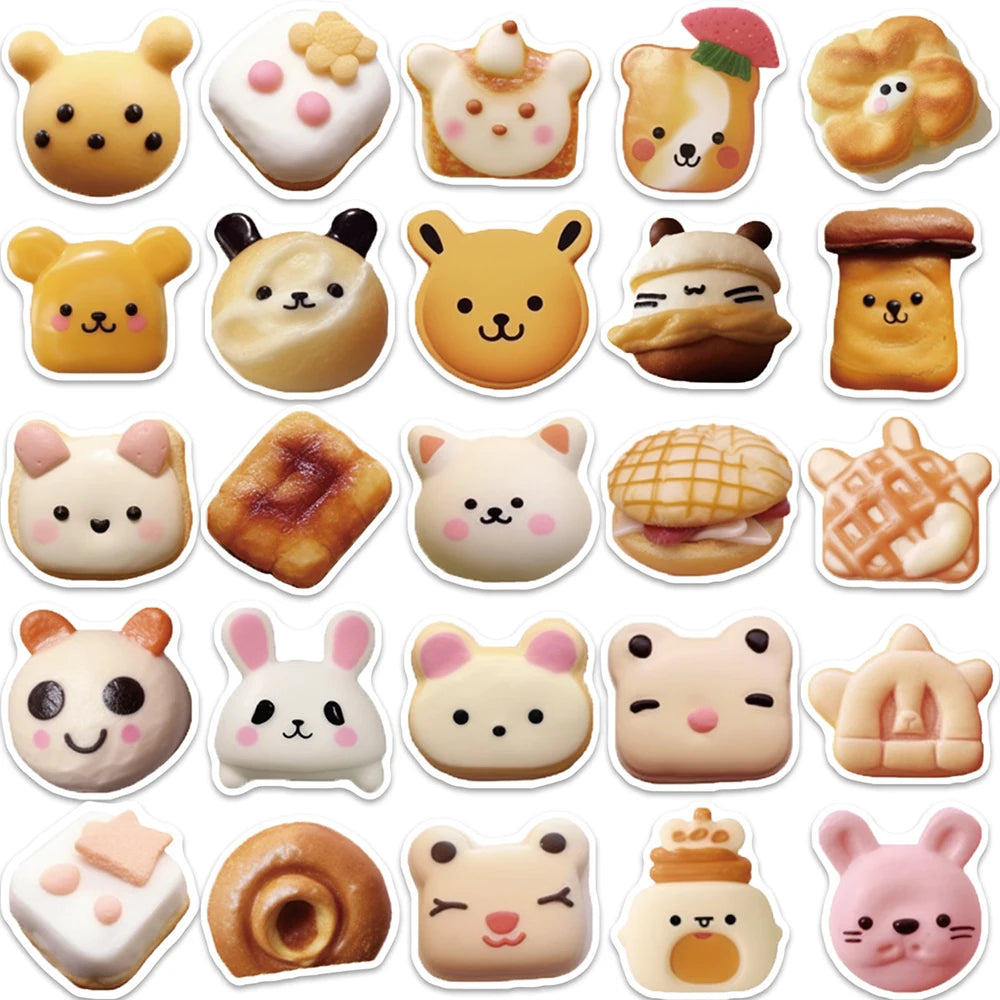 10/30/50PCS Cute Animal Cookie Stickers Funny Decals Toys DIY Notebook Phone Guitar Luggage Bike Kids Toys Cartoon Sticker Gift