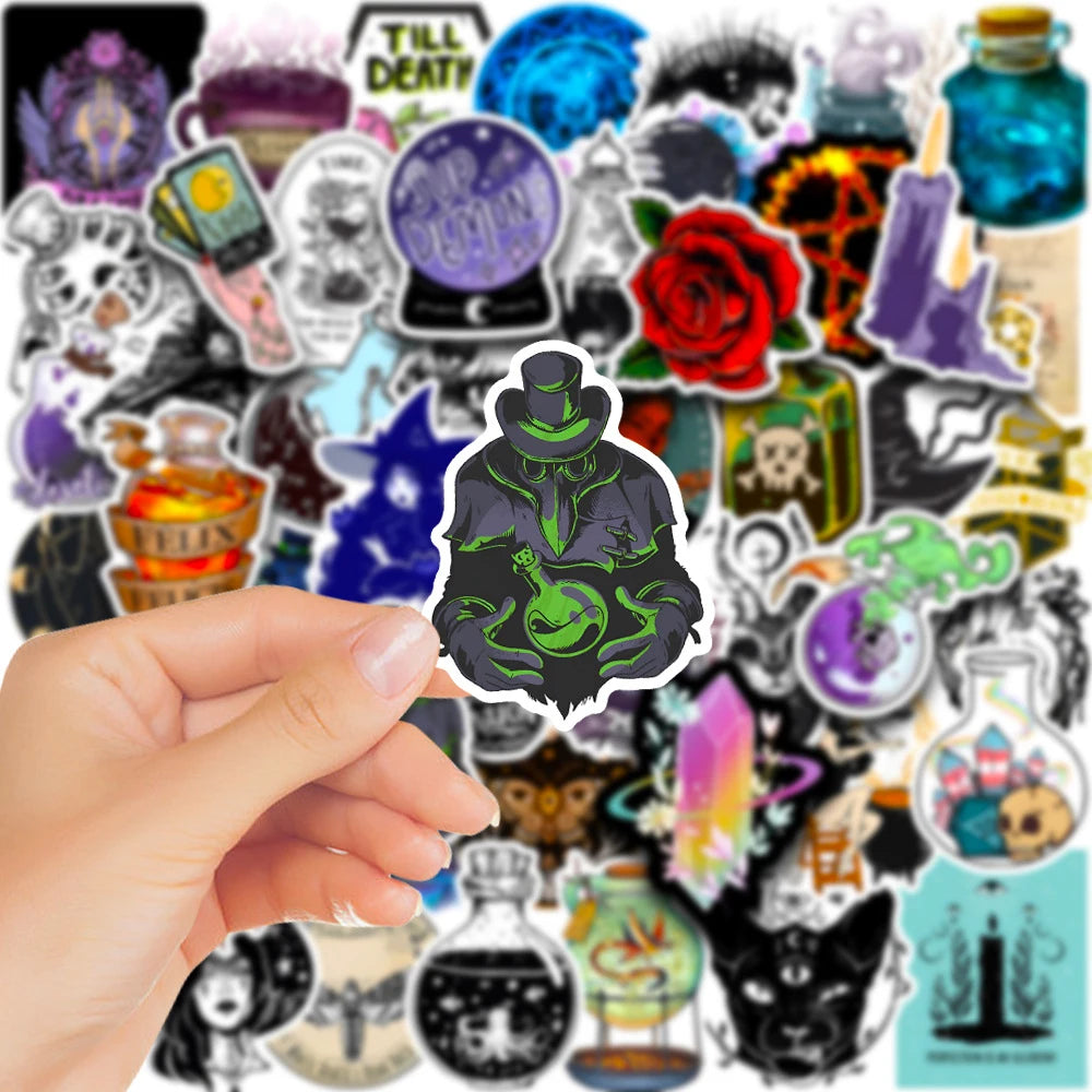 10/30/50/100pcs Art Gothic Magic Apothecary Witch Crystal Sticker Packs